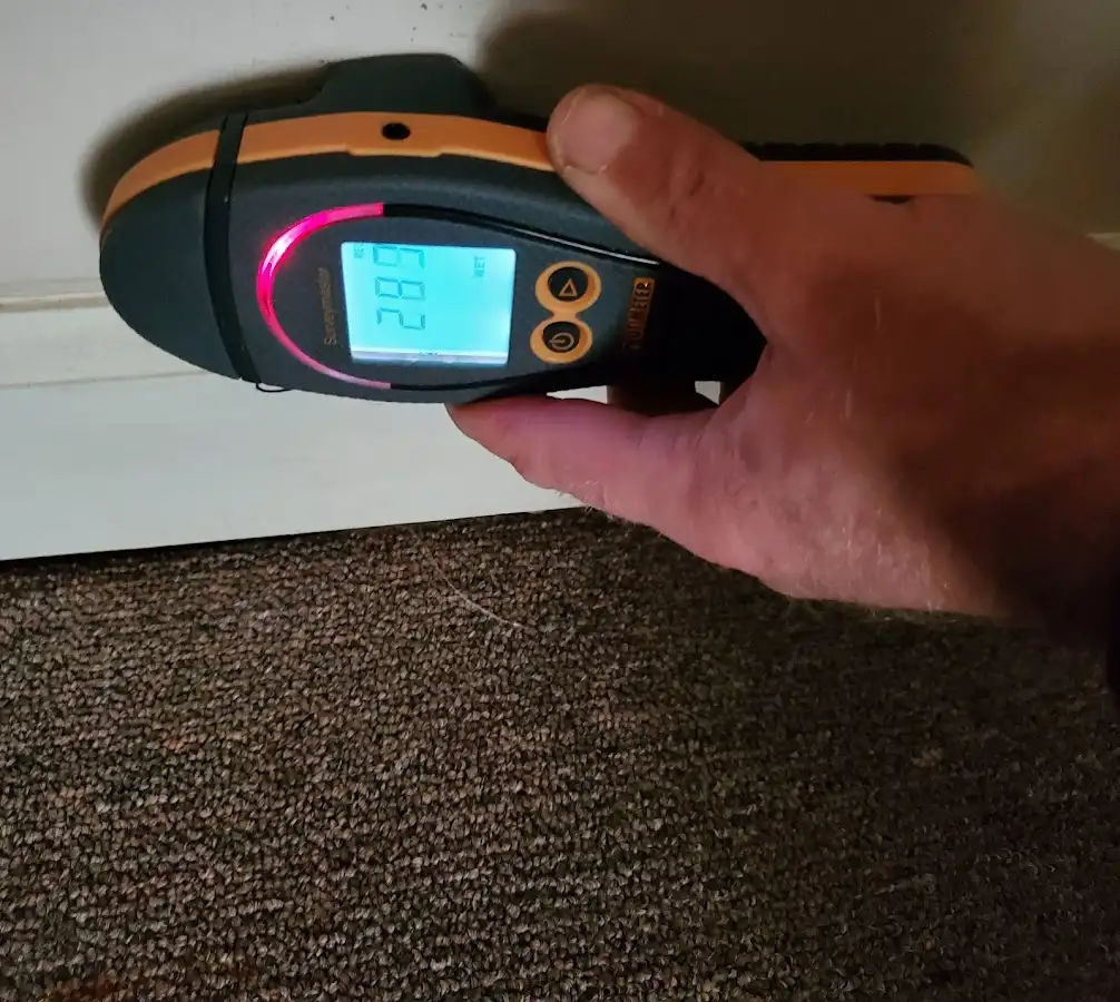 Moisture detection at baseboard during Mold Inspection & Testing in Justice